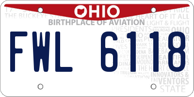 OH license plate FWL6118