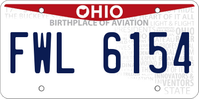 OH license plate FWL6154