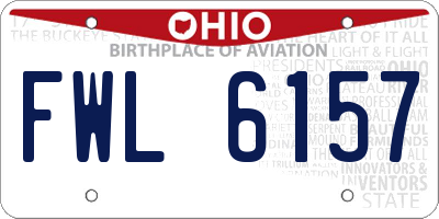 OH license plate FWL6157