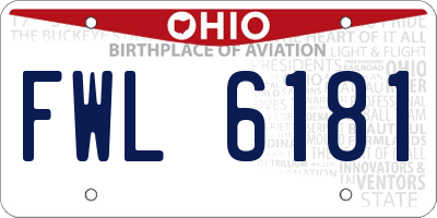 OH license plate FWL6181