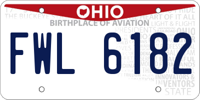 OH license plate FWL6182