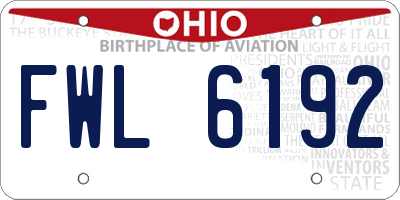 OH license plate FWL6192