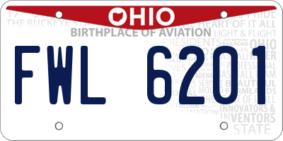 OH license plate FWL6201