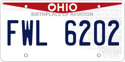 OH license plate FWL6202