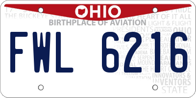 OH license plate FWL6216