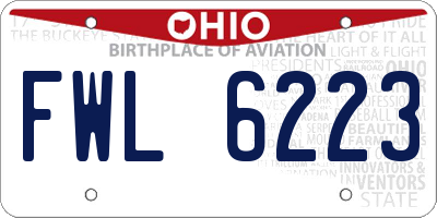 OH license plate FWL6223