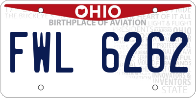 OH license plate FWL6262