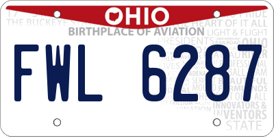 OH license plate FWL6287