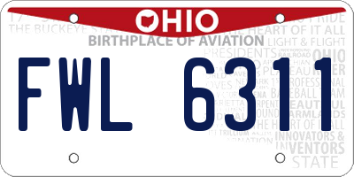 OH license plate FWL6311