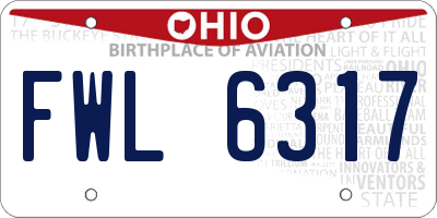 OH license plate FWL6317