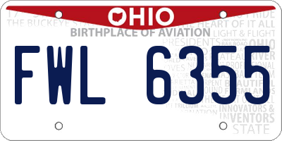 OH license plate FWL6355