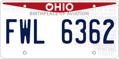 OH license plate FWL6362