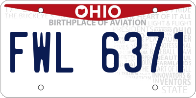 OH license plate FWL6371