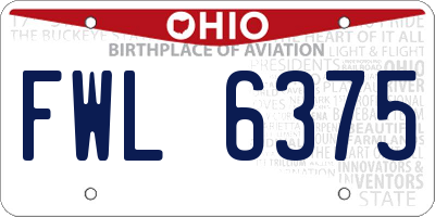 OH license plate FWL6375