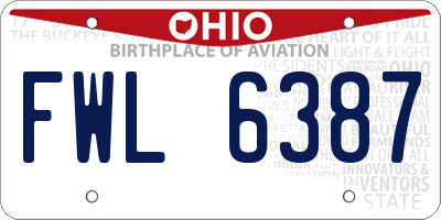 OH license plate FWL6387