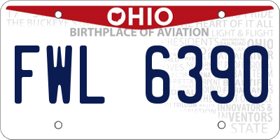 OH license plate FWL6390