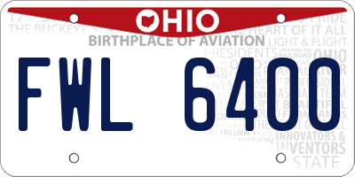 OH license plate FWL6400