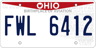 OH license plate FWL6412