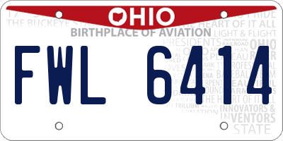 OH license plate FWL6414