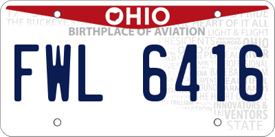 OH license plate FWL6416