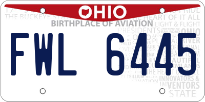OH license plate FWL6445