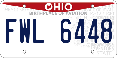 OH license plate FWL6448