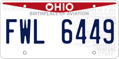 OH license plate FWL6449