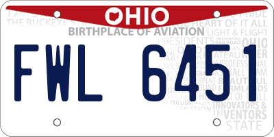 OH license plate FWL6451