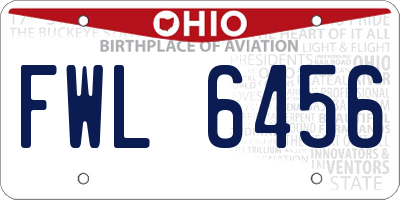 OH license plate FWL6456