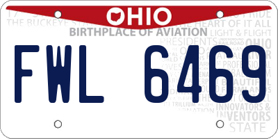 OH license plate FWL6469