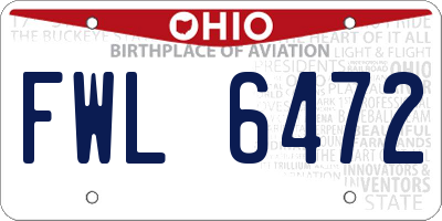 OH license plate FWL6472