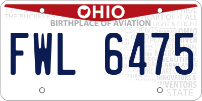 OH license plate FWL6475
