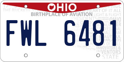 OH license plate FWL6481