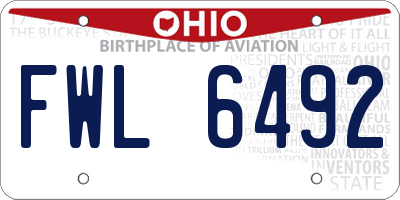 OH license plate FWL6492