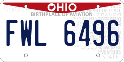 OH license plate FWL6496