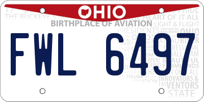 OH license plate FWL6497