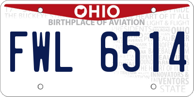 OH license plate FWL6514