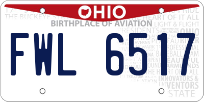 OH license plate FWL6517