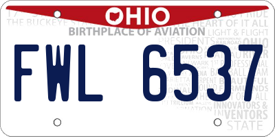 OH license plate FWL6537