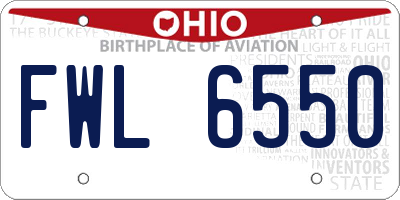 OH license plate FWL6550
