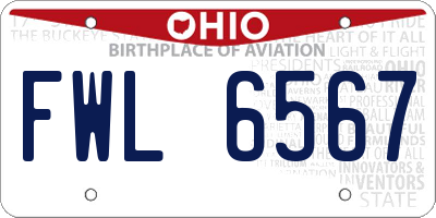 OH license plate FWL6567