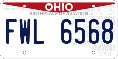 OH license plate FWL6568