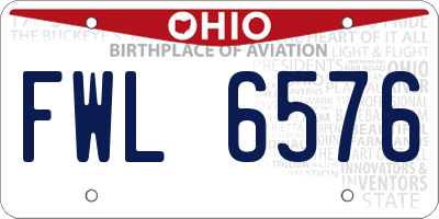 OH license plate FWL6576