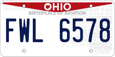 OH license plate FWL6578
