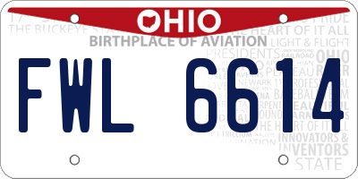 OH license plate FWL6614