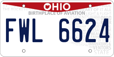 OH license plate FWL6624