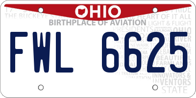 OH license plate FWL6625