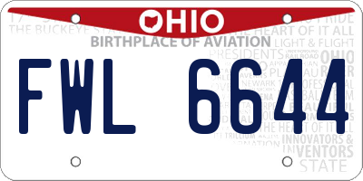OH license plate FWL6644