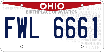 OH license plate FWL6661