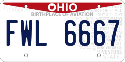 OH license plate FWL6667